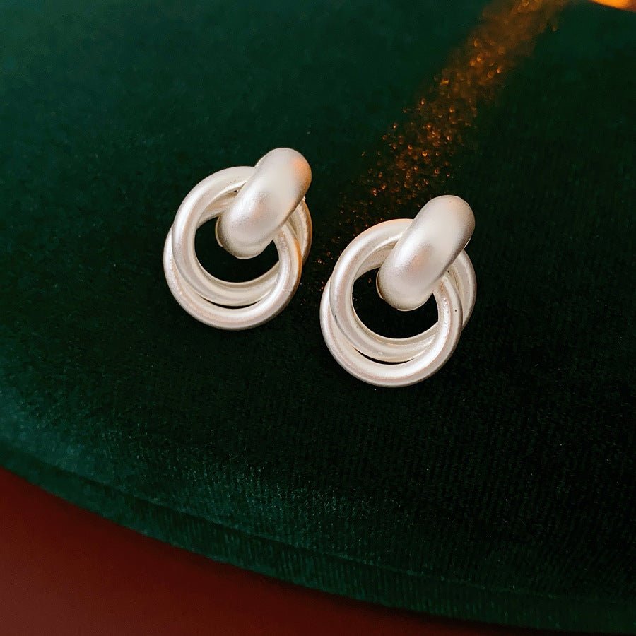 Metal Hoop Geometric Matte Minimalist Earrings - ACOOE