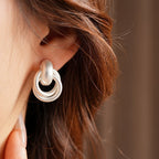 Metal Hoop Geometric Matte Minimalist Earrings - ACOOE