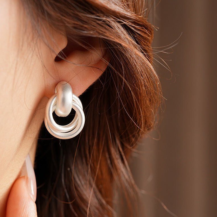 Metal Hoop Geometric Matte Minimalist Earrings - ACOOE