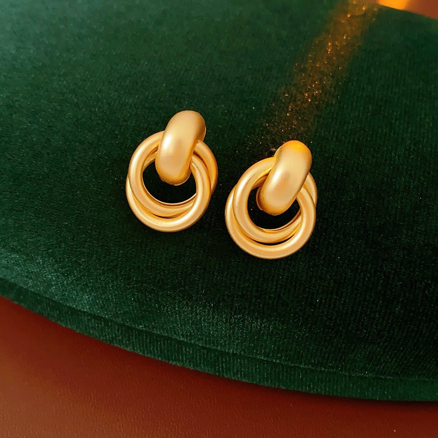 Metal Hoop Geometric Matte Minimalist Earrings - ACOOE