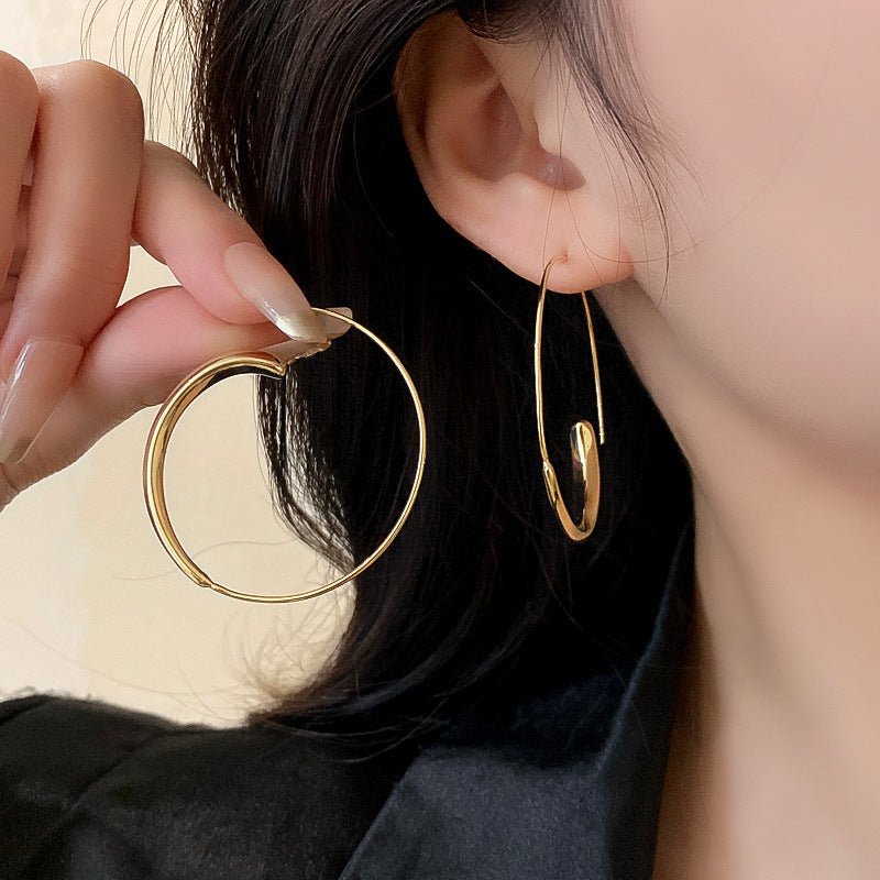 Retro Light Luxury Metal Circle Hoop Earrings - ACOOE