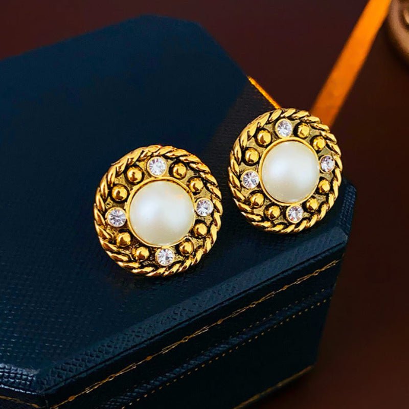 S925 Silver Diamond Pearl Stud Earrings - ACOOE