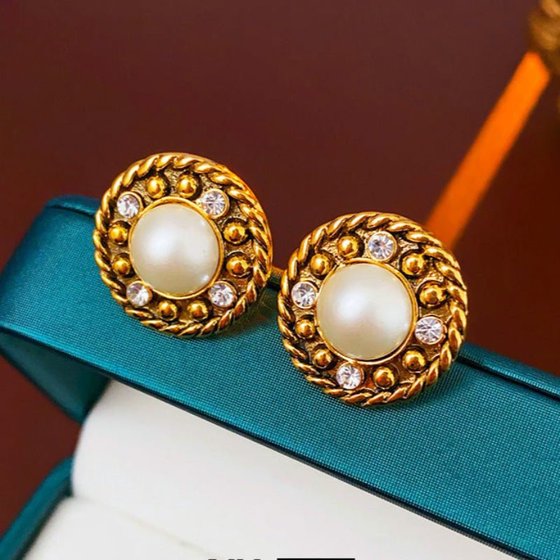 S925 Silver Diamond Pearl Stud Earrings - ACOOE