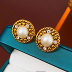 S925 Silver Diamond Pearl Stud Earrings - ACOOE