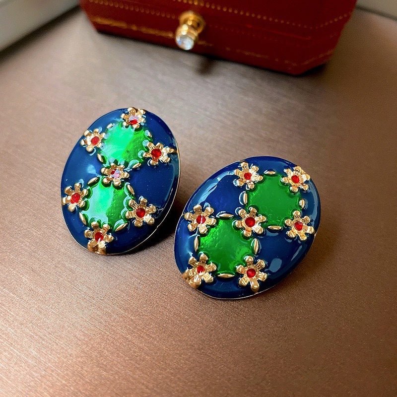 S925 Silver Enamel Circle Earrings - ACOOE