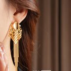 S925 Silver Gold Drop Tassel Earrings - ACOOE