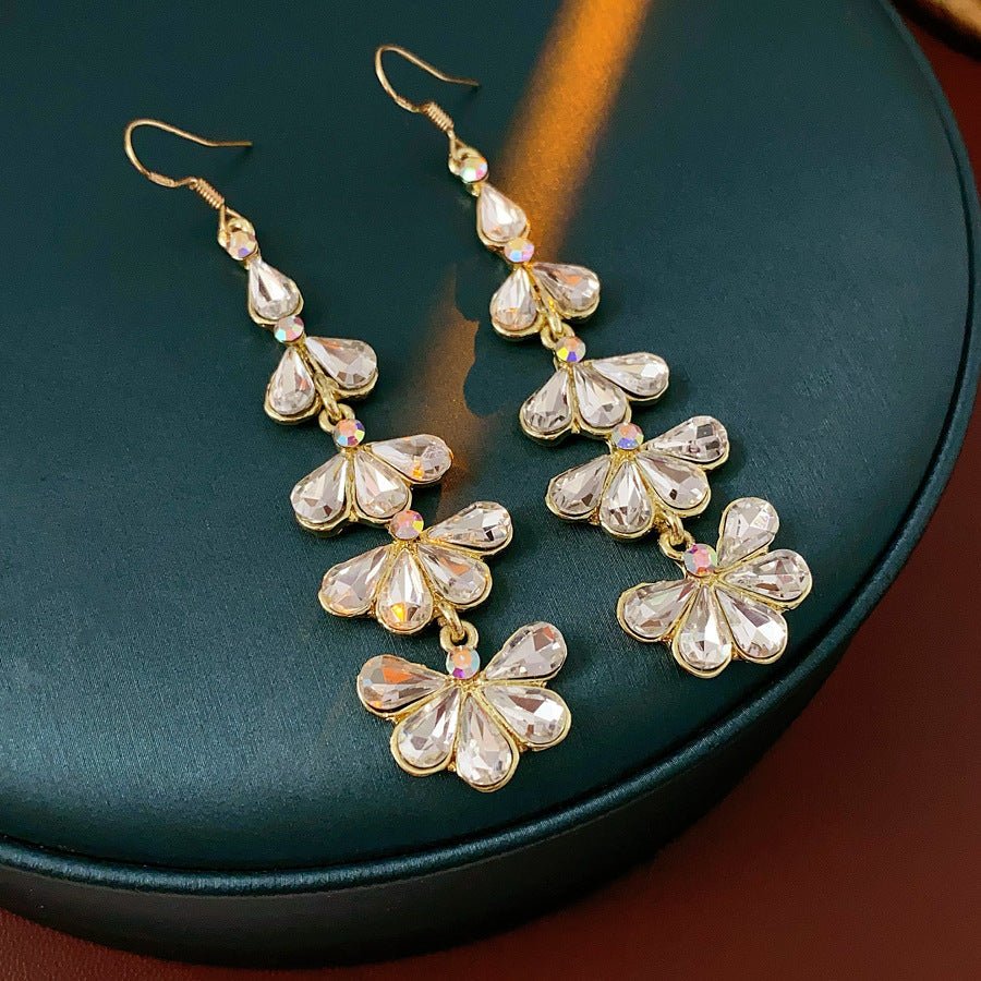 S925 Silver Gold Flower Drop Earrings - ACOOE