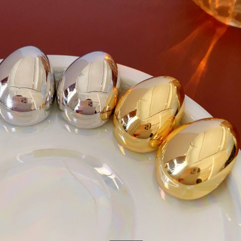 S925 Silver Gold Plated Round Smooth Earrings - ACOOE