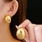 S925 Silver Gold Plated Round Smooth Earrings - ACOOE