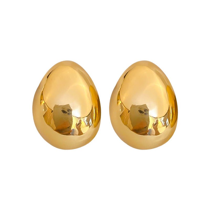 S925 Silver Gold Plated Round Smooth Earrings - ACOOE