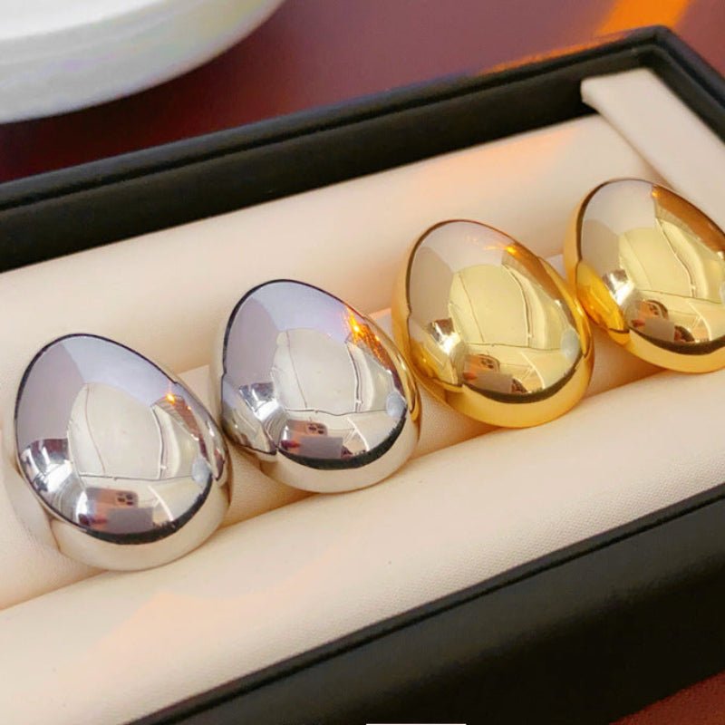 S925 Silver Gold Plated Round Smooth Earrings - ACOOE