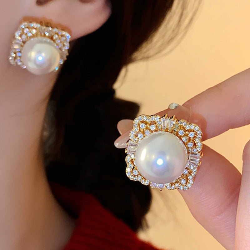 S925 Silver Gold Square Pearl Earrings - ACOOE