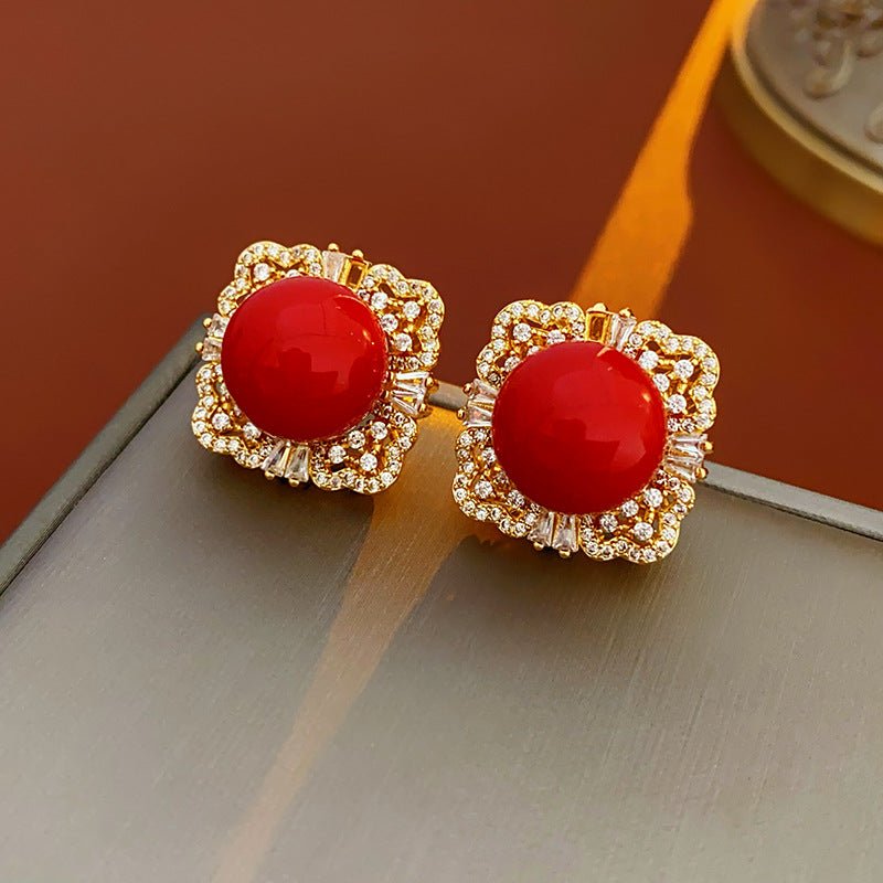 S925 Silver Gold Square Pearl Earrings - ACOOE