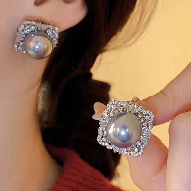 S925 Silver Gold Square Pearl Earrings - ACOOE