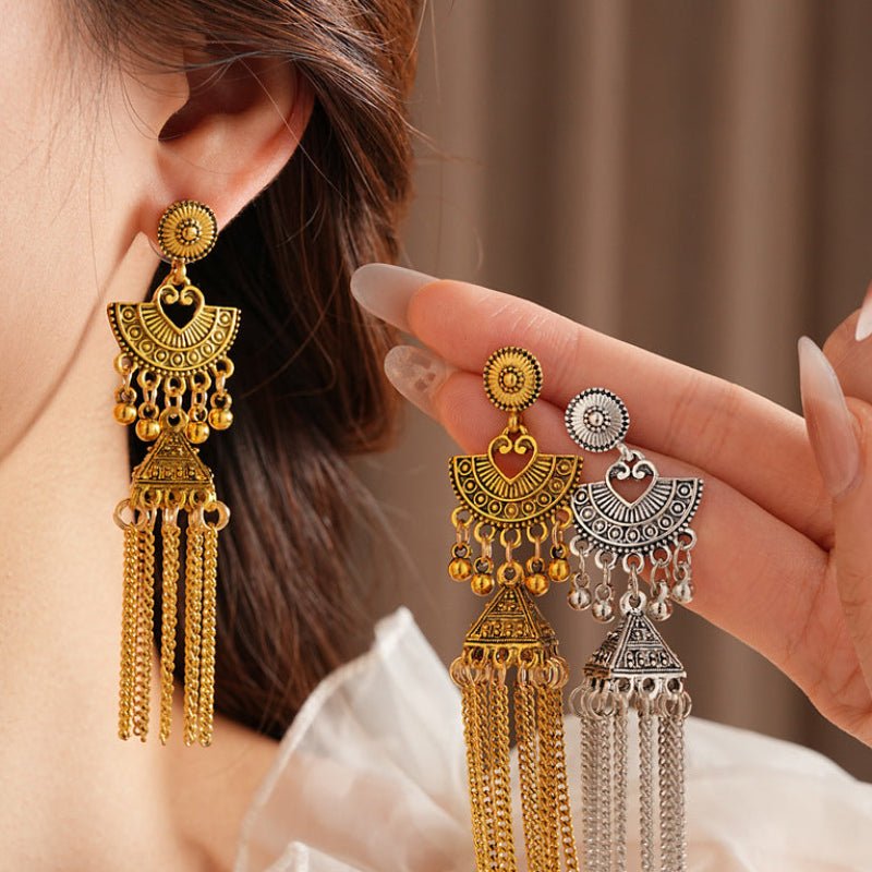 S925 Silver Gold Vintage Wind Tasse Earrings - ACOOE