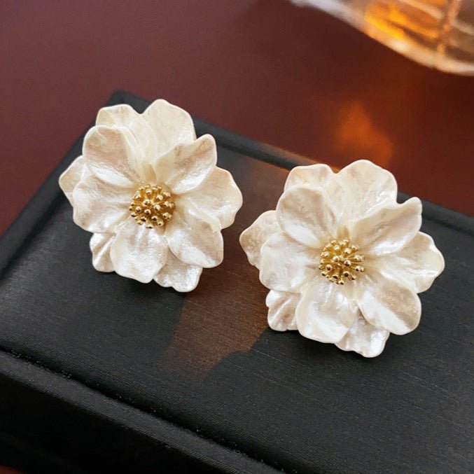 S925 Silver Needle Flower Resin Earrings - ACOOE