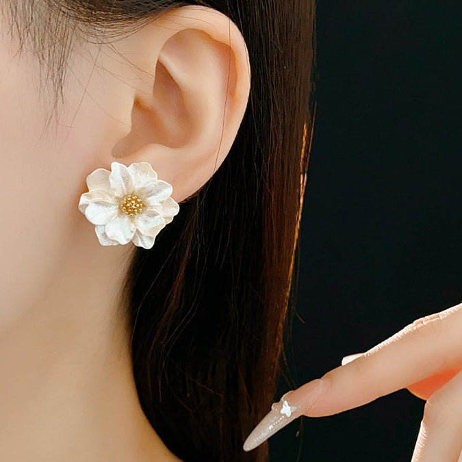 S925 Silver Needle Flower Resin Earrings - ACOOE