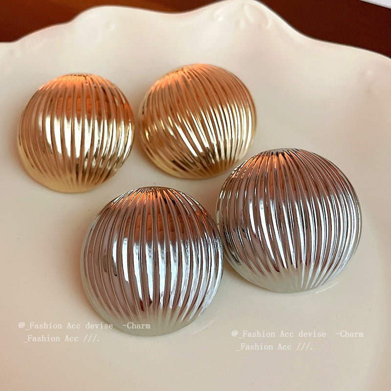 S925 Silver Needle Glossy Stripes Earrings - ACOOE