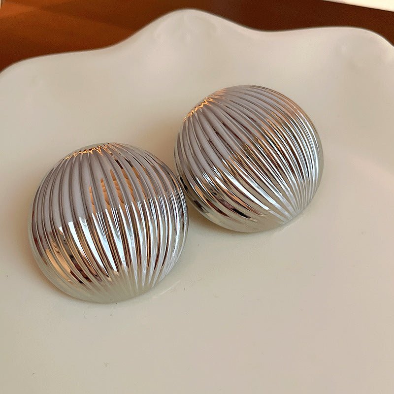 S925 Silver Needle Glossy Stripes Earrings - ACOOE