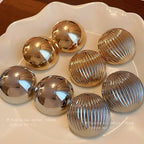 S925 Silver Needle Glossy Stripes Earrings - ACOOE