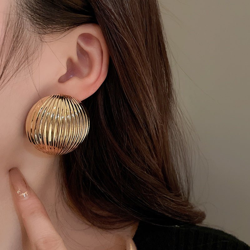 S925 Silver Needle Glossy Stripes Earrings - ACOOE