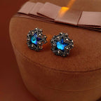 S925 Silver Needle Inlaid Diamond Star Round Earrings - ACOOE