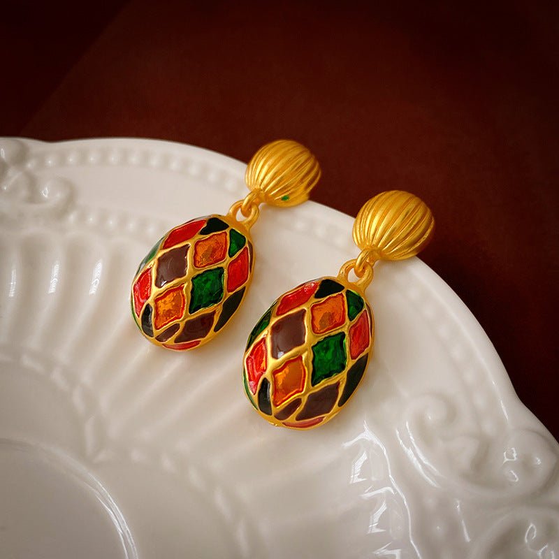 S925 Silver Retro Enamel Earrings - ACOOE