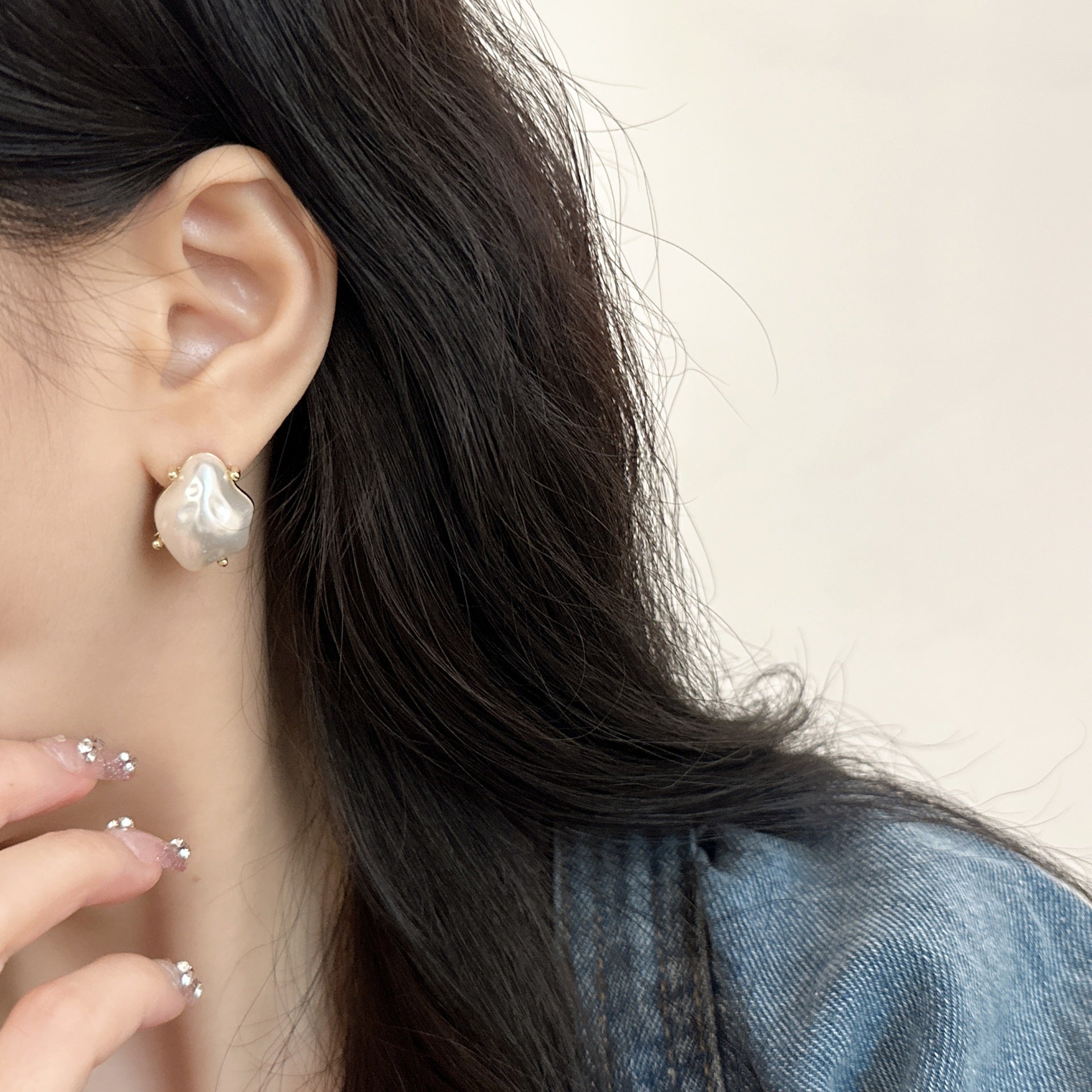 S925 Silver Retro Irregular Pearl Earrings - ACOOE