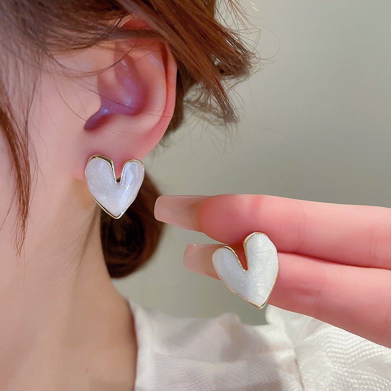 S925 Silver Simple Heart Earrings - ACOOE