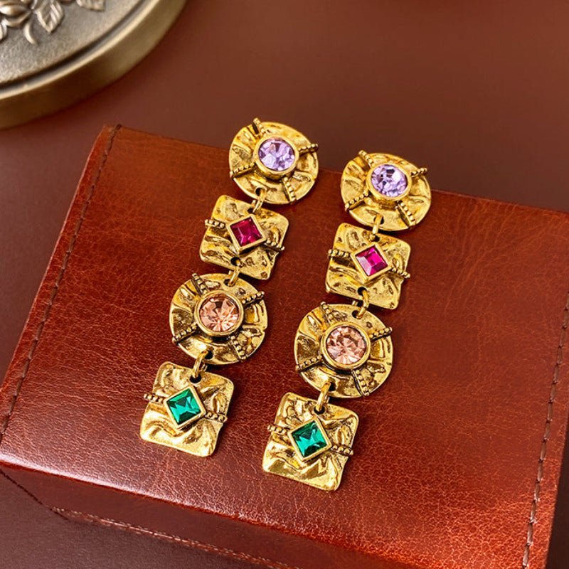 S925 Silver Vintage Colorful Pin Earrings - ACOOE