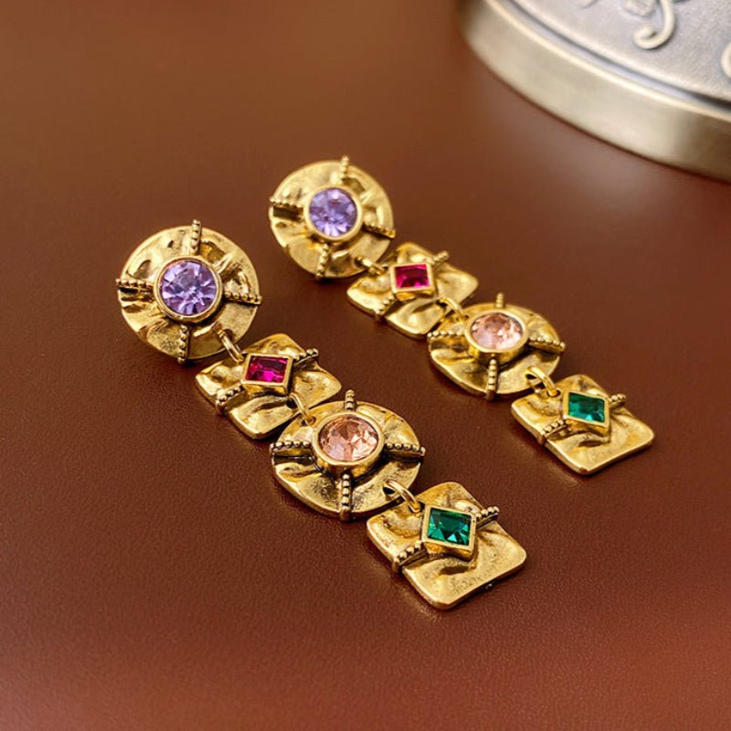 S925 Silver Vintage Colorful Pin Earrings - ACOOE