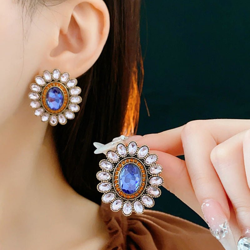 S925 silver Vintage Flower Diamond Earrings - ACOOE
