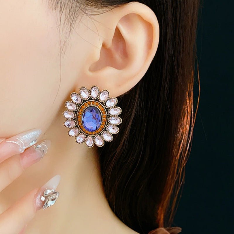 S925 silver Vintage Flower Diamond Earrings - ACOOE