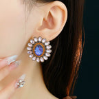 S925 silver Vintage Flower Diamond Earrings - ACOOE