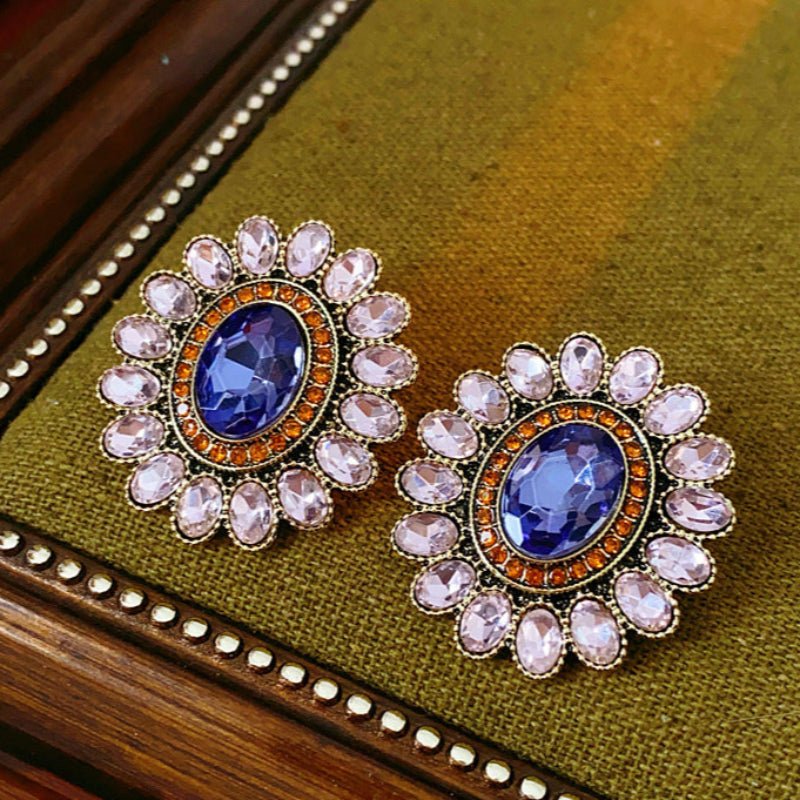 S925 silver Vintage Flower Diamond Earrings - ACOOE