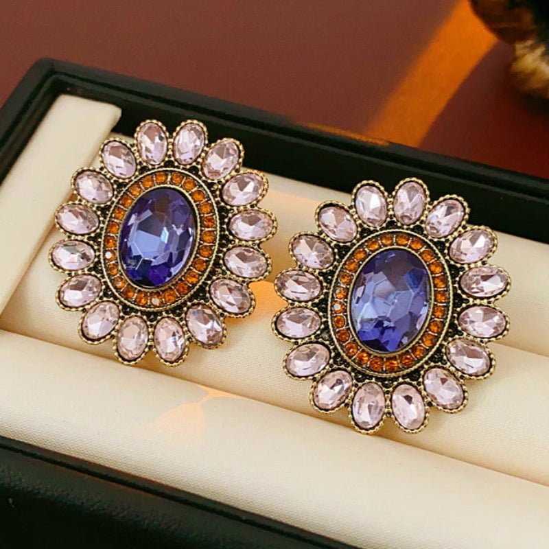 S925 silver Vintage Flower Diamond Earrings - ACOOE