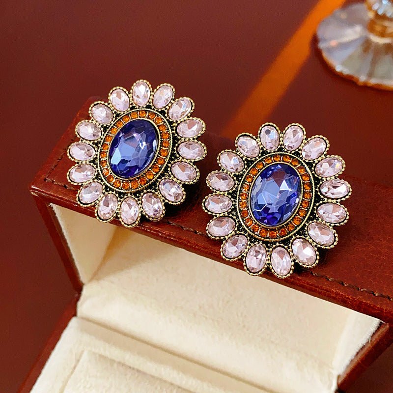 S925 silver Vintage Flower Diamond Earrings - ACOOE