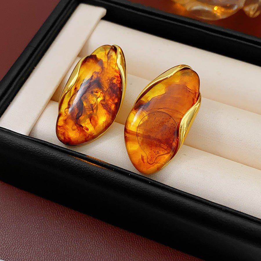 S925 Silver Vintage Gradient Resin Earrings - ACOOE