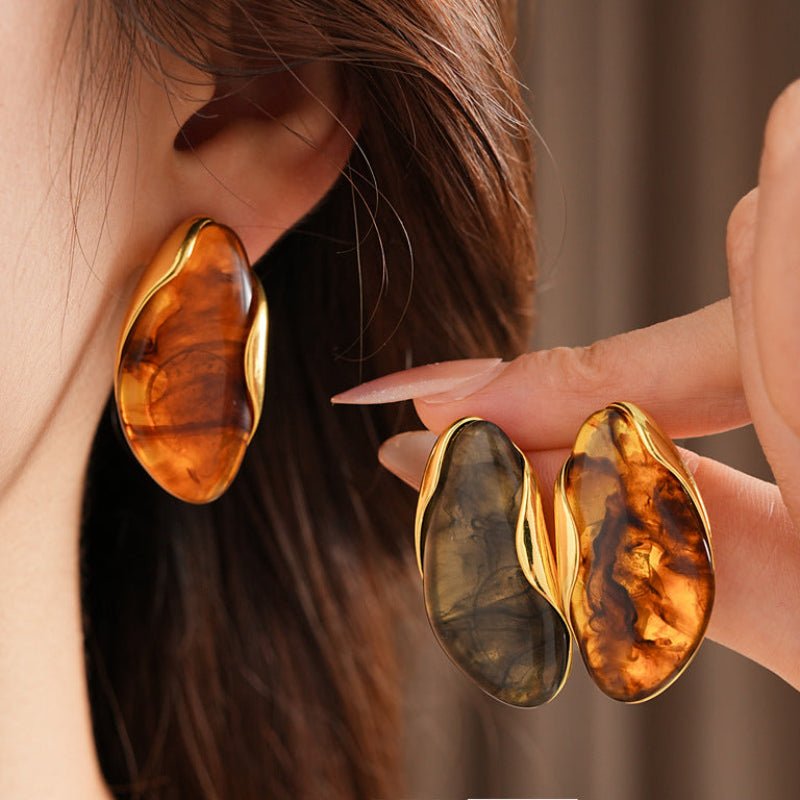 S925 Silver Vintage Gradient Resin Earrings - ACOOE