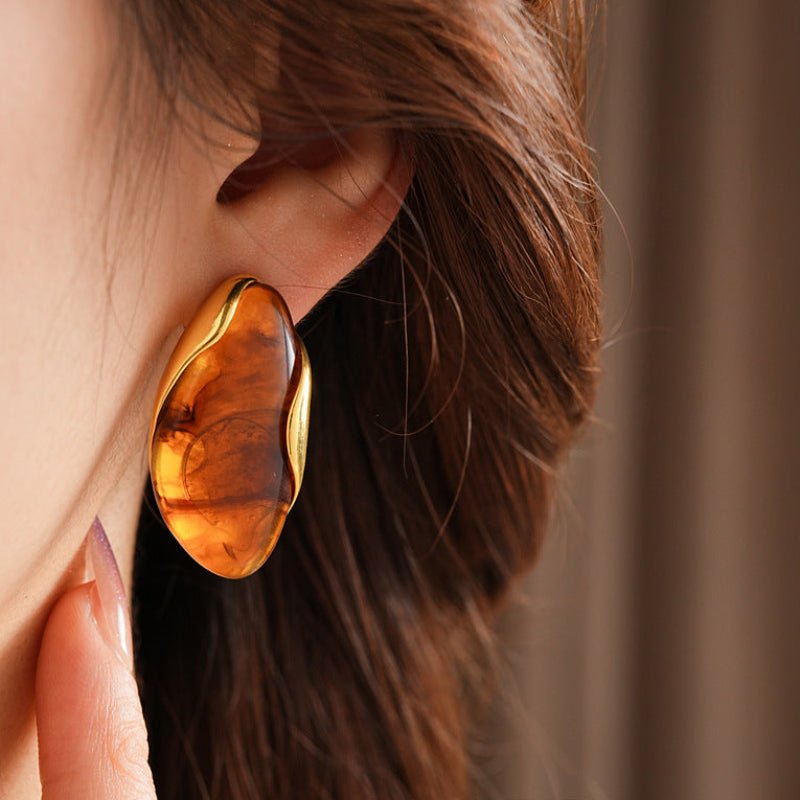 S925 Silver Vintage Gradient Resin Earrings - ACOOE