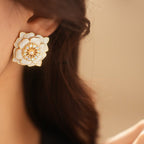 S925 Silver Vintage Pearl Camellia Earrings - ACOOE