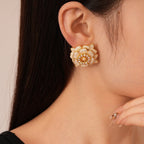 S925 Silver Vintage Pearl Camellia Earrings - ACOOE