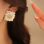 S925 Silver Vintage Pearl Camellia Earrings - ACOOE