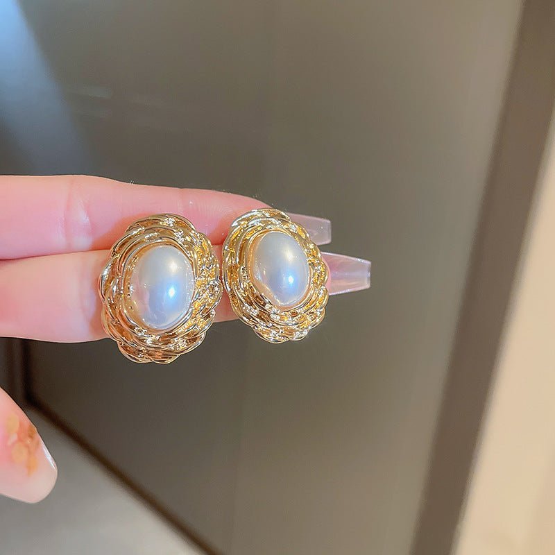 S925 Vintage Silver Needle Pearl Earrings - ACOOE