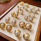 S925 Vintage Silver Needle Pearl Earrings - ACOOE