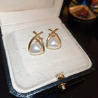 S925 Vintage Silver Needle Pearl Earrings - ACOOE