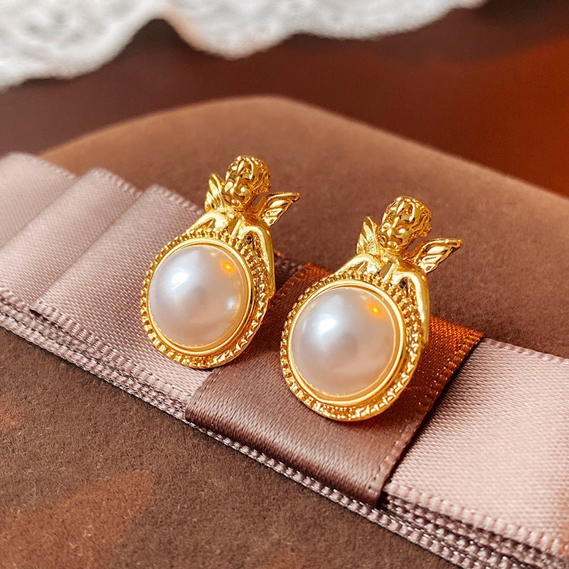 S925 Vintage Silver Needle Pearl Earrings - ACOOE