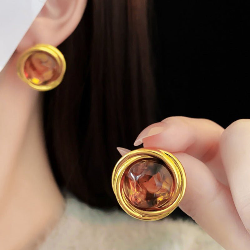 S925 Vintage Silver Needle Square Studs - ACOOE