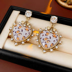 Silver Needle Bow Leopard Heart Stud Earrings - ACOOE