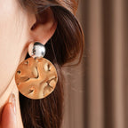 Silver Needle Oval Brushed Earrings - ACOOE